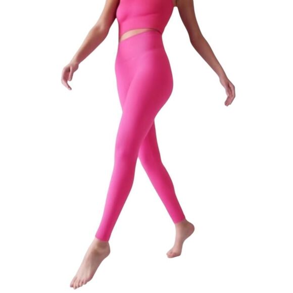 Athleta Hot Pink Aurora Tight Seamless Ribbed Ultra High Rise Small NWOT - Picture 1 of 7
